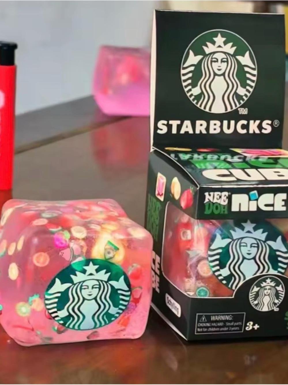 Starbucks Pink Confetti Cube Toy